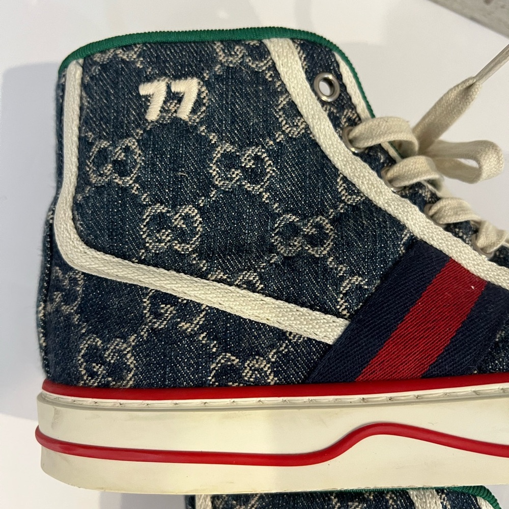 Gucci 1977 Denim High-Tops - Blue, Red, and Green - Picture 9 of 11